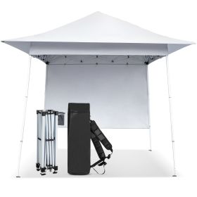 8X8ft White Diagonal Strap With One Side Of Cloth Canopy Folding Shed 210D Oxford Cloth White Spray Coated Iron Pipe Backpack Style Storage Bag (Color: White)