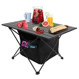 1Pc Foldable Camping Table With Storage Basket Rustproof Portable Aluminum Alloy Roll-Up Camping Table With Carrying Bag For Camping Hiking BBQ (Option: M Size)